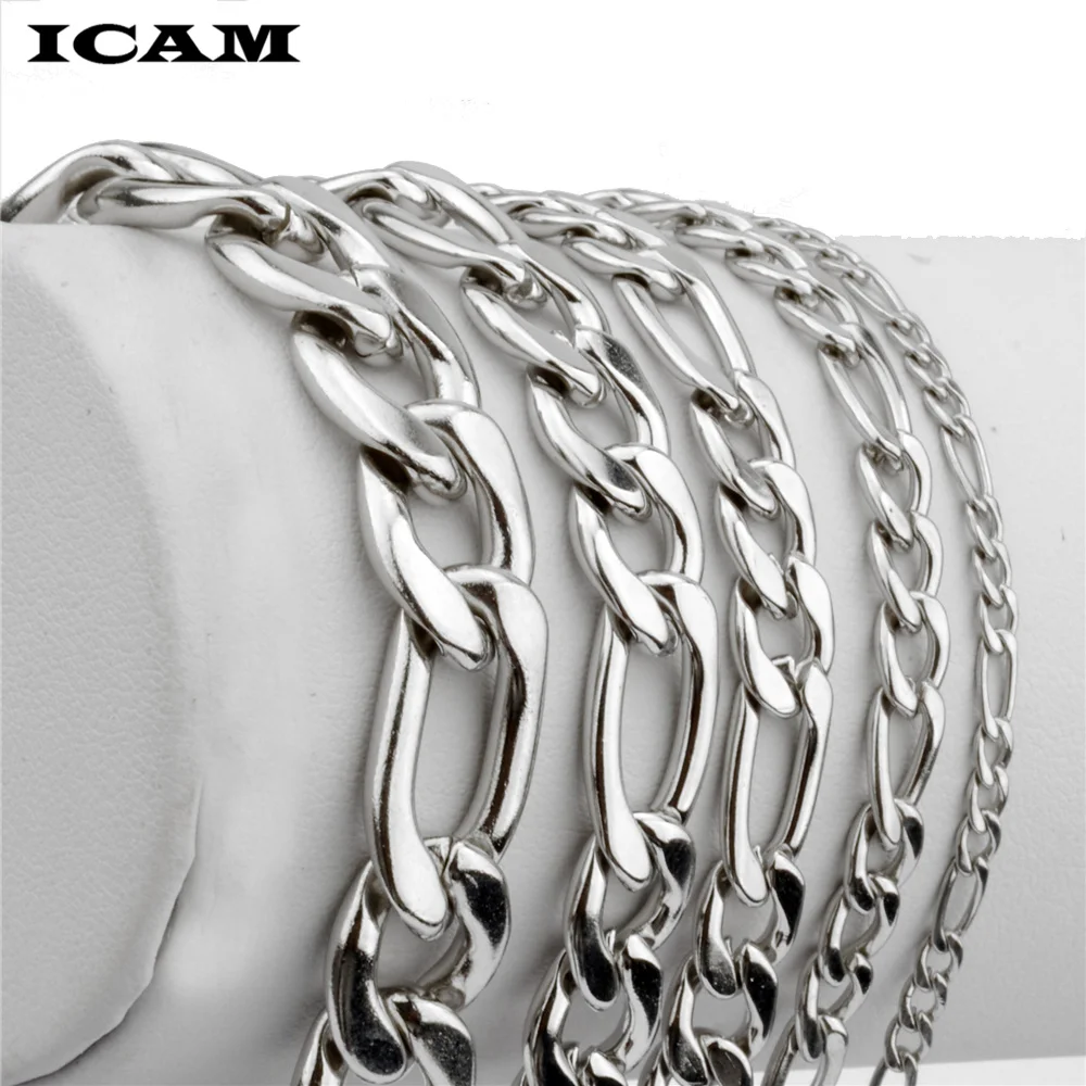 ICAM красивый элегантный свадебный женский мужской серебряный цвет 3-11 мм плоский браслет «Фигаро» Высокое качество модные классические ювелирные изделия оптом