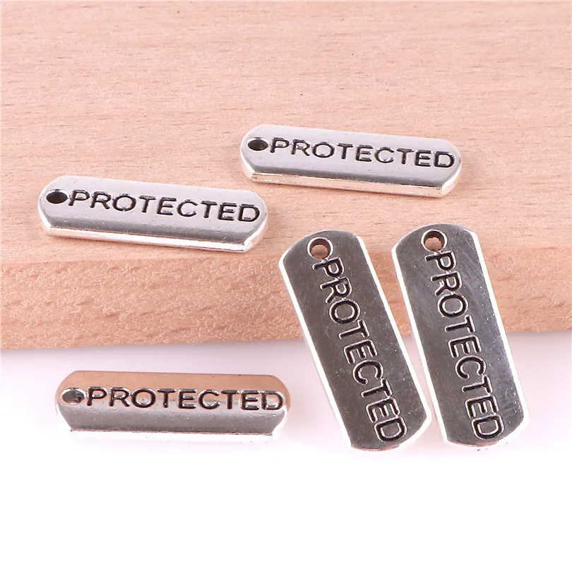 protected 20 шт. античное серебряное вдохновляющее сообщение письмо Очаровательная подвеска металлические подвески для творчества для изготовления ювелирных изделий 21x8 мм - Окраска металла: protected