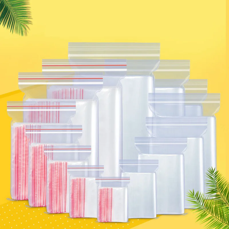 

100pcs/pack Jewelry Ziplock Zip Zipped Lock Reclosable Plastic Poly Clear Storage Bags Thickness 0.05mm Storage Bags 2019 Hot