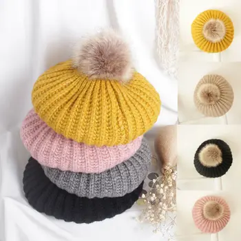 

Winter Baby Kids Boy Girl Knitted Beret Hat Cap Soft Pom Balls Winter Warm Hats Beanie Kids Hats