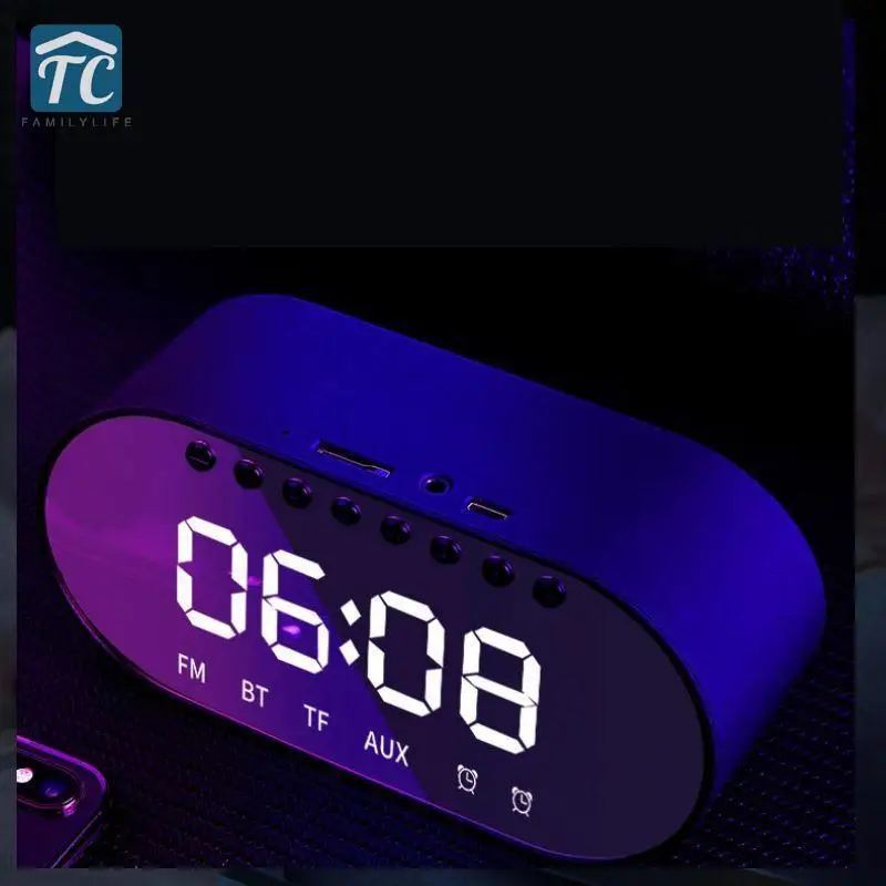 Smart Clock Radio Card Mirror Bluetooth Wireless Audio Desktop Portable Outdoor Small Speaker Alarm Clock