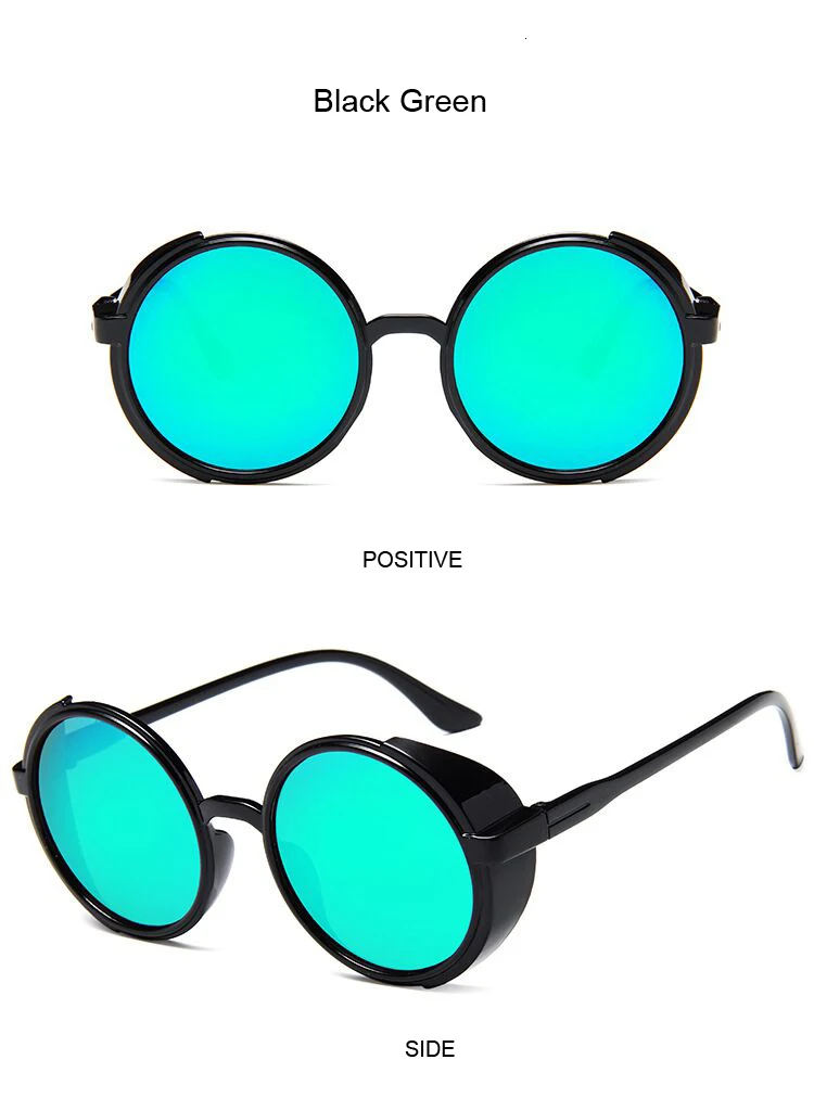Панк Солнцезащитные очки бренда класса «Люкс» черный стимпанк женские круглые винтажные зеркальные солнцезащитные женские очки оculos De Sol Feminino
