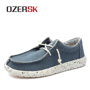 

OZERSK Spring Summer Hot Sale Fashion Canvas Men Shoes Casual Breathable Loafers Men Moccasins Comfortable Flat Men Shoes