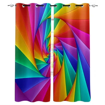 

Kitchen Curtains Spiral Rainbow Art Luxury Curtains Home Living Room Bedroom Item Window Curtain for Living Room