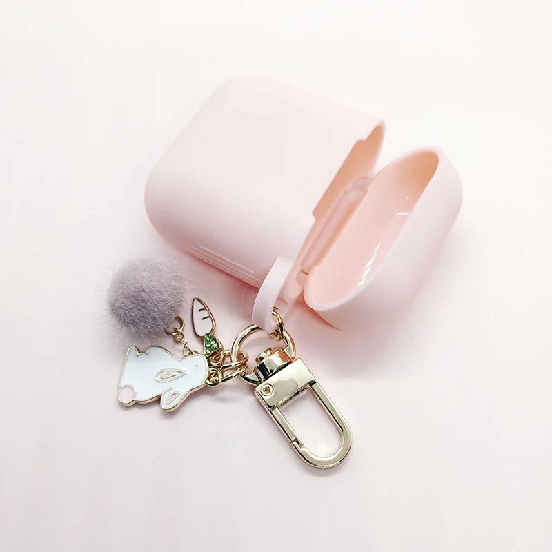 Роскошный бриллиант морковь Hairball кролик кулон для Apple Airpods силиконовый Bluetooth зарядное устройство для наушников коробка Защитная крышка брелок