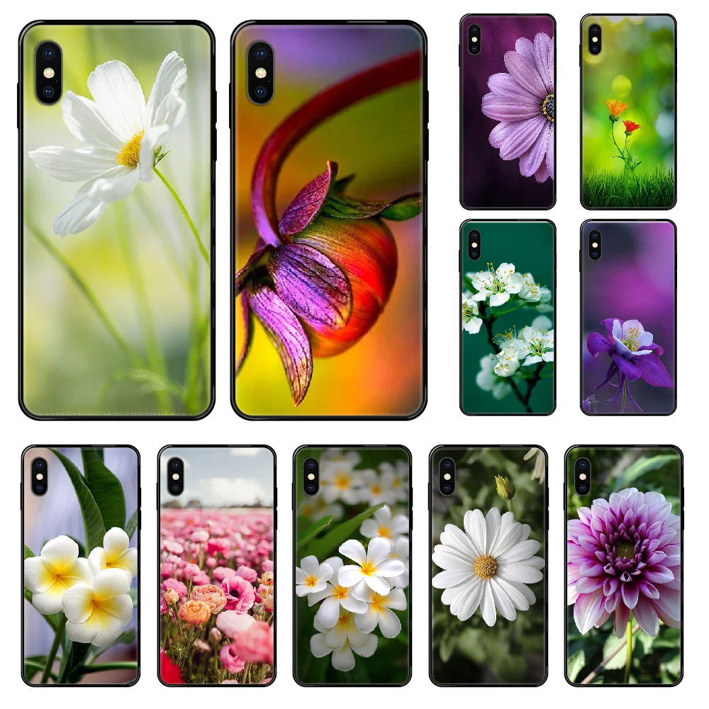 Красивый чехол для телефона с цветами iphone 4 4s 5 5S SE 5C 6 6S 7 8 plus X XS XR 11 PRO MAX 2020 Черный