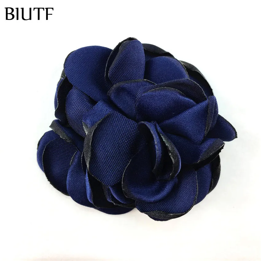 25-navy 10 шт./лот, 5 см, атласные сгоревшие цветы, свернутые Camelia с зажимом для волос, вы выбираете цвет, высокое качество, украшение для волос MH93 - Цвет: 25-navy