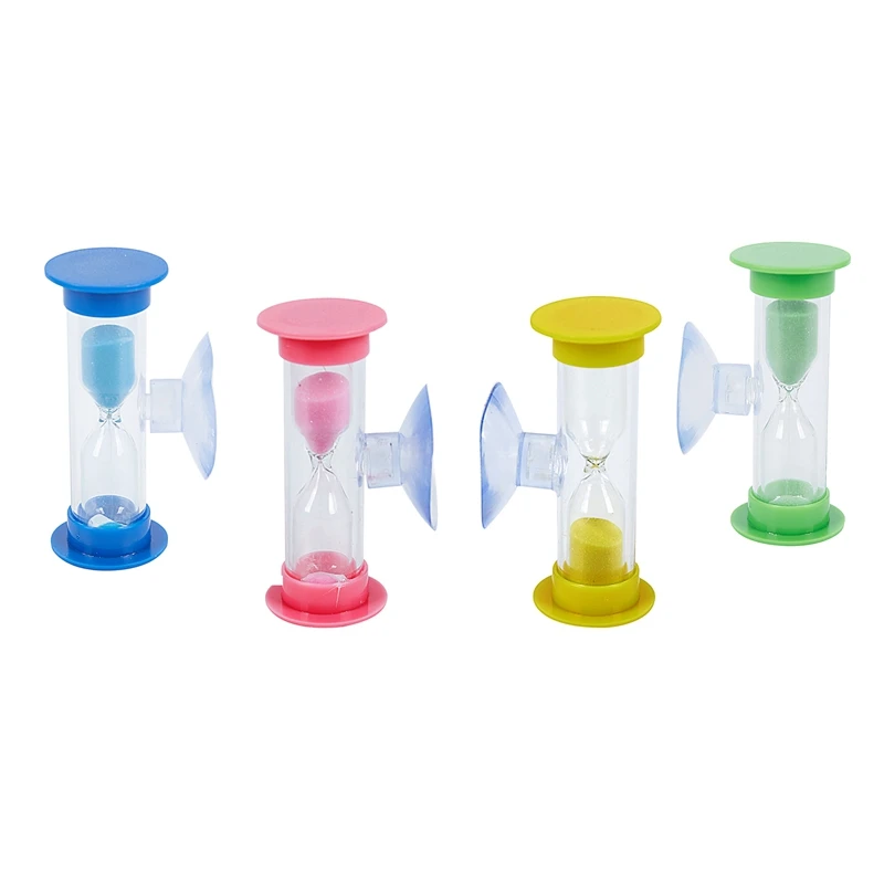 

6831 Toothbrush hourglass 3 minutes set 4 pcs hourglasses with vacuum cleaner For you and your children Family set in the colors