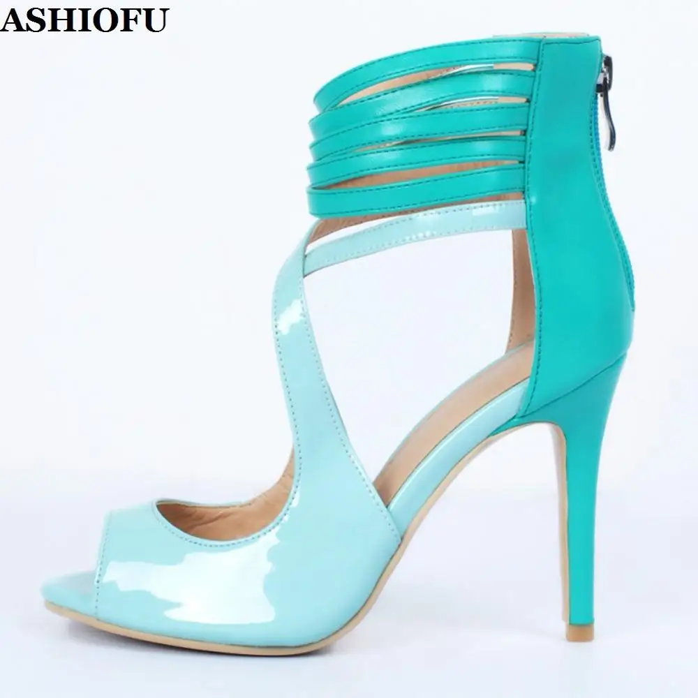 ASHIOFU Sandalias de tacón alto hechas a mano para mujer, zapatos de