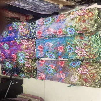 

African Lace Fabric 2020 beads Embroidered Nigerian Lace Fabrics High Quality French Tulle 3D Flower Lace Fabric For Women Dress
