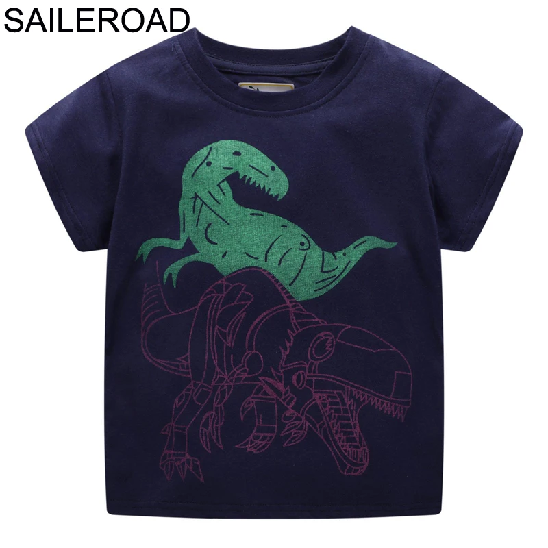 SAILEROAD Акула Животных Печати Детские Футболки Летние Мальчики Топы Одежда 2-7 Лет Дети Тис Одежда Детская Футболка для Девочек - Цвет: 6110 same picture