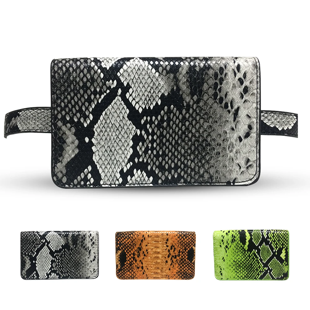 

Waist Bags fanny packs Handbag Belt Chest Phone Pouch Hip Sling sports bags waterproof women fashion Serpentine PU Leather 2019