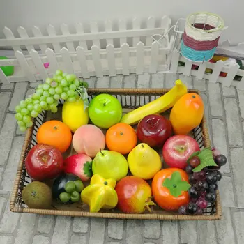 

Artificial Apple Banana Watermelon Peach Pear Lemon Mango Fake Fruits Home Decoration Plastic Ornament Food Photography Props