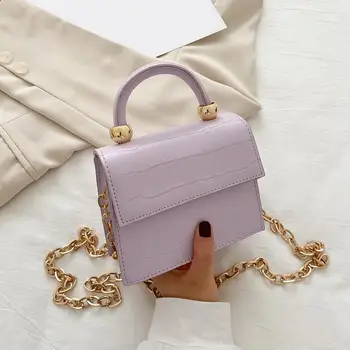 

Luxury Stone Pattern Mini PU Leather Crossbody Bag For Women Shoulder Messenger Handbags 2020 Chain Travel Phone Purses Totes