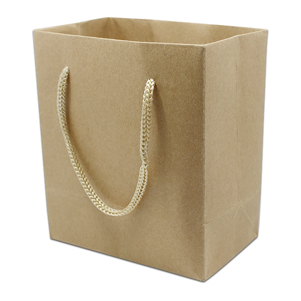 

10pcs/Lot Kraft Paper Retro Gift Bags With Handles For Wedding Party Favors DIY Craft Paper Shopping Pouch Simple Organizer Bags