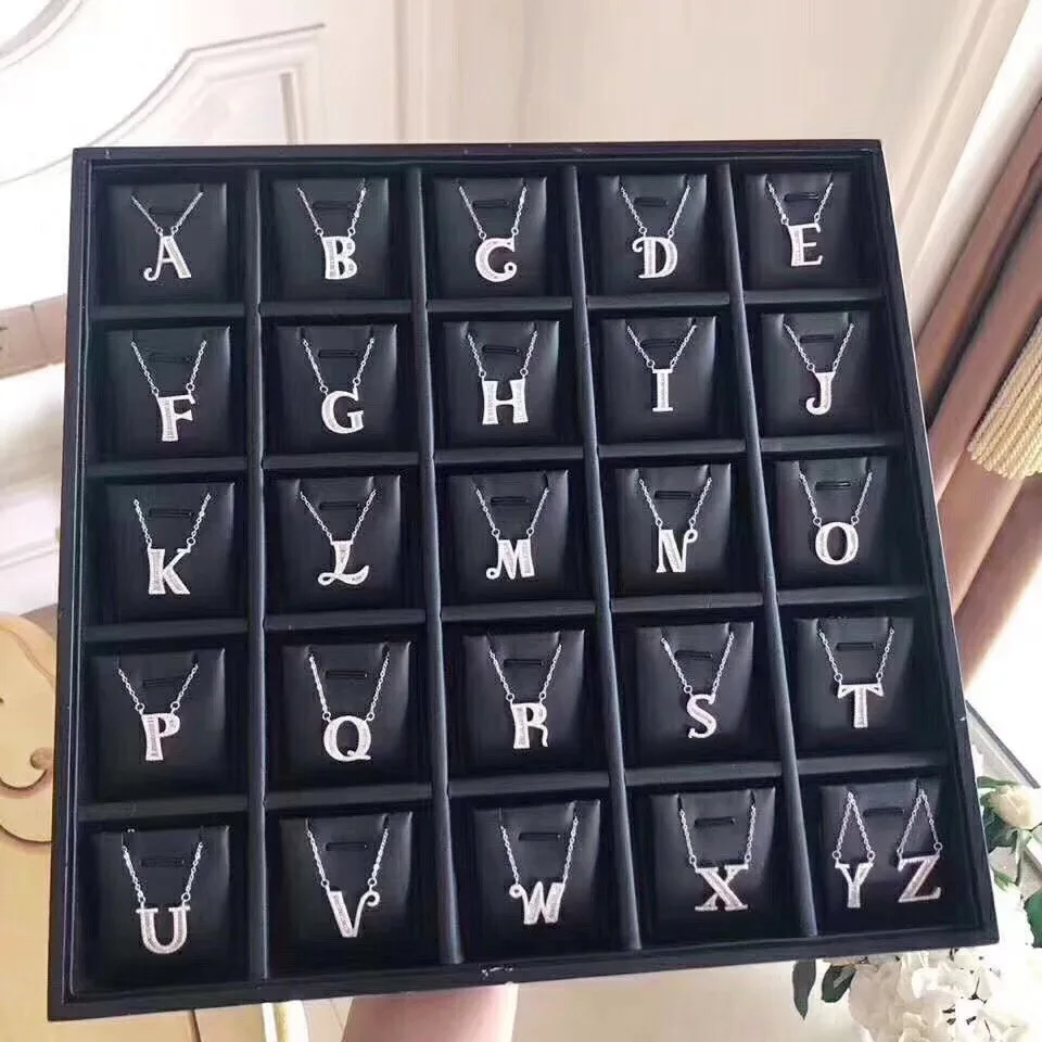 

High quality S925 sterling silver 26 English alphabet pendant Creative wild ladies necklace clavicle chain 11-L0001
