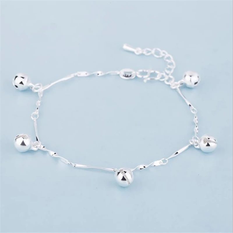 KOFSAC New Trendy 925 Sterling Silver Anklets For Women Exquisite Small Bells Beach Ankles Chain Bracelet Jewelry Girl Best Gift