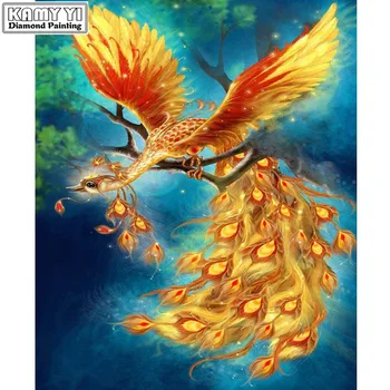 

new 2020 Full Square drill 5D DIY Diamond painting Golden phoenix Diamond Embroidery Mosaic Cross Stitch Rhinestone decor HYY