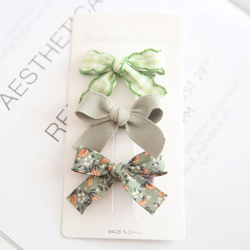 3Pcs/Set Baby Hair Clips For Girls Flower Printed Bows Kids Girl Hairpins Lattice Children Barrettes Baby Girl Hair Accessories accessoriesdiy baby 