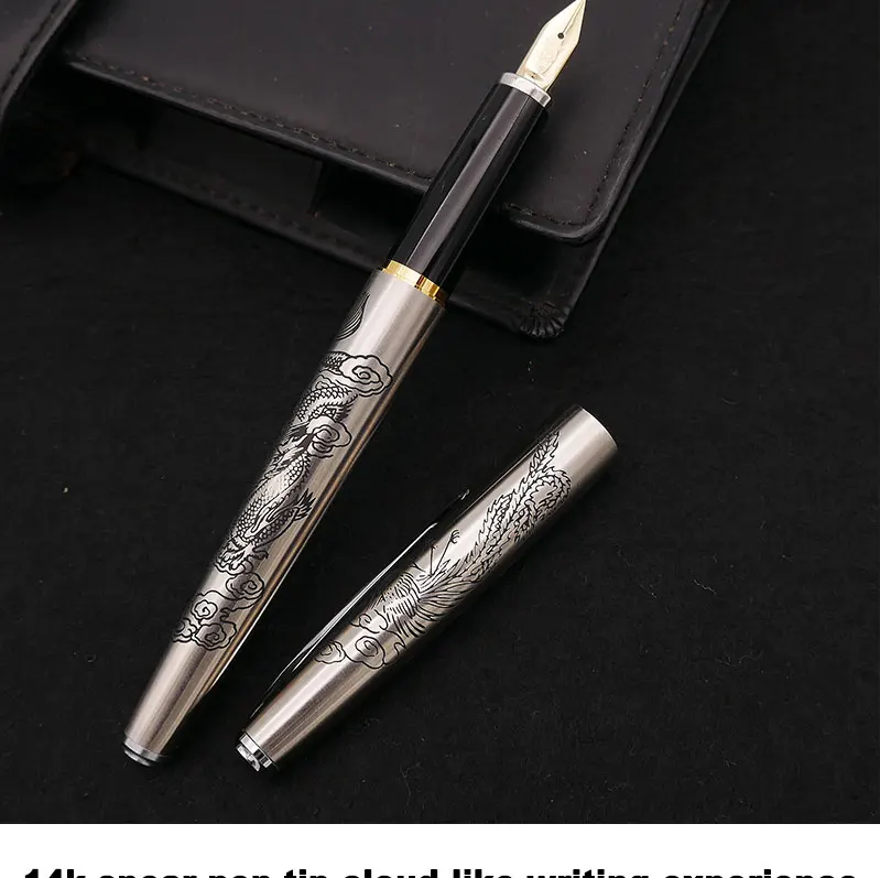 Японская Платина etch старая ручка re выгравировать Meiqiao 14K золото точка металлическая ручка psb-6000 дракон феникс ручка