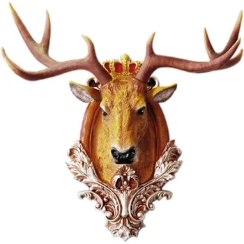 

European Lucky Deer Head Wall Hanging Living Room Porch Wall Creative Decor Pendant Nordic Restaurant Wall Hanging M2307