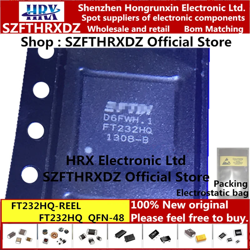 FT232HQ QFN48 FT232HQ-REEL QFN-48 USB HS в UART/FIFO SPI/JTAG/iec 3000 шт/катушка