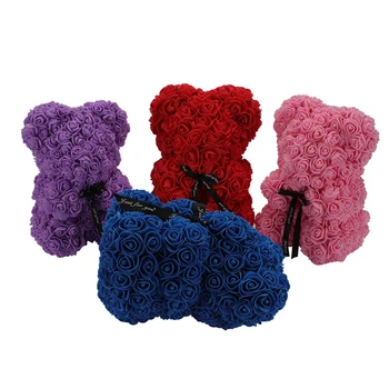 

25cm Rose Teddy Bear Rose Flower Artificial Decoration Valentine Day Birthday Party Wedding Decoration Valentines Day Gift
