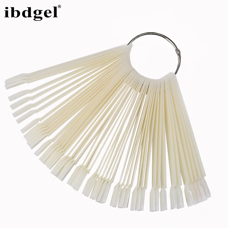 

50pcs /set Natural False Nail Tips Display Board Fan Shaped Acrylic UV Polish Color Card Manicure Nail Art Practice Tools
