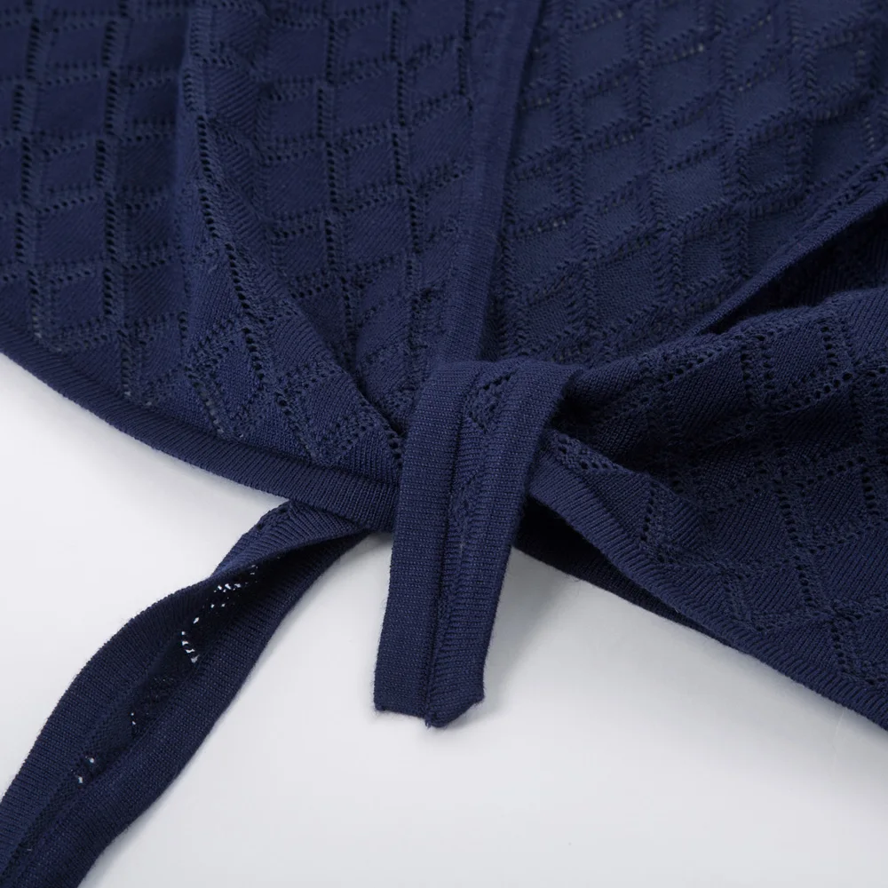 Greatest Curlbiuty Women's Cropped Knitwear Coat Shrug 3/4 Sleeve Tie Front Diamond Pattern Fashion Lady Sli