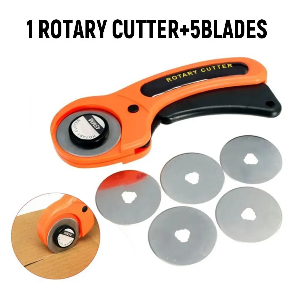 

45mm 6PCS/Set 1PC Rotary Cutter 5PCS Blades For Sewing Quilting Fabric Cutting Craft Tool