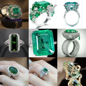 

Luxury wedding jewelry 12 fashion green color high quality retro fashion crystal zircon ladies ring U5M030