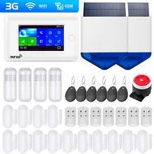 3g Wifi большой экран GSM домашняя система охранной сигнализации IP камера Поддержка приложение управление RFID карта Солнечная Сирена