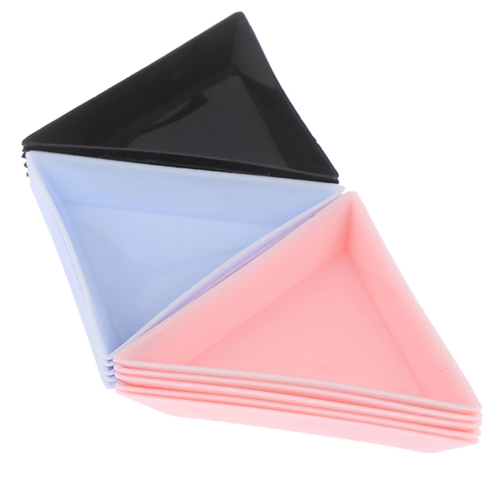 

3 Colors 10Pcs/Set Plastic Triangle Nail Tray Nail Art Rhinestone Bead Crystal Sorting Storage Plate Manicure Tools Accessories