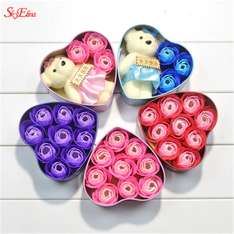 Scented Rose Flower Soap Petal Bath Body Birthday Creative Wedding Decoration Party Valentine Decoration Gifts Best 5z