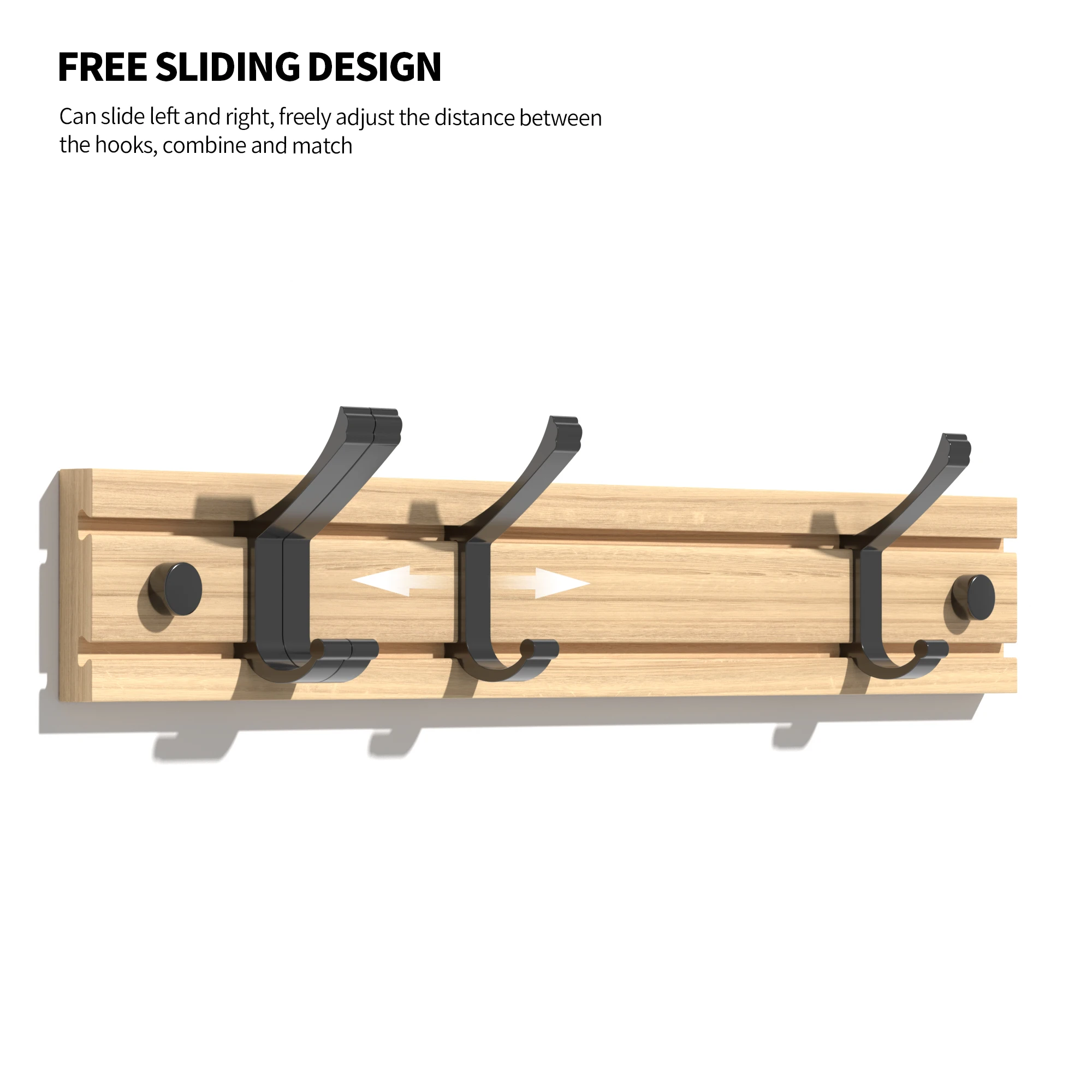 Fypo Double Hooks Coat Rack Wall Clothes Hanger Living room Hallway Storage Rack Movable Towel Hooks Hanger Home Organizers