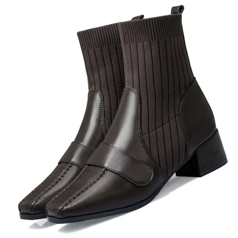 Women's Short Boots Women 2020 Autumn and Winter New Fashion British Style Thin Women's Boots Flying Knit Socks Women's Shoes