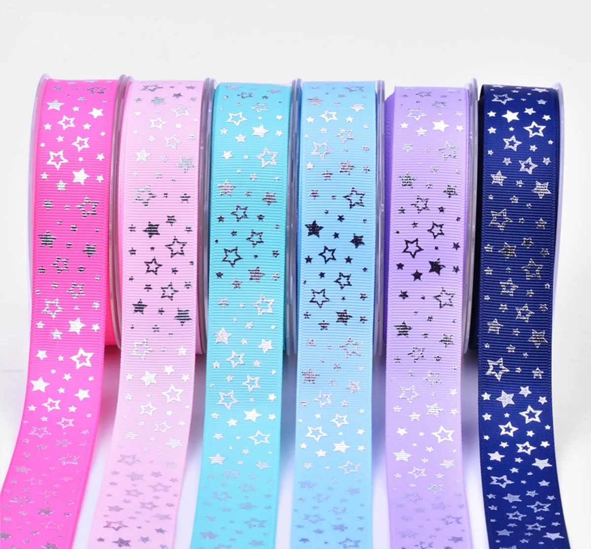 25mm 5Yards Stars garment accessories Heat transfer printing gift wrapping belt DIY baking Polyester ribbon Hair Bow Sewing
