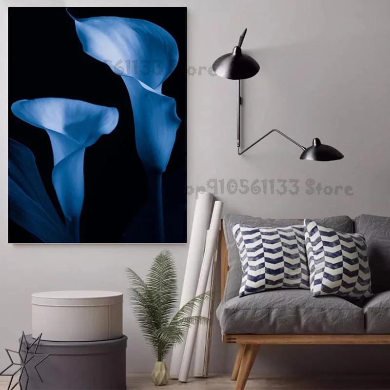 Алмазная живопись сделай сам голубая Калла цветы лилии картина на всю площадь