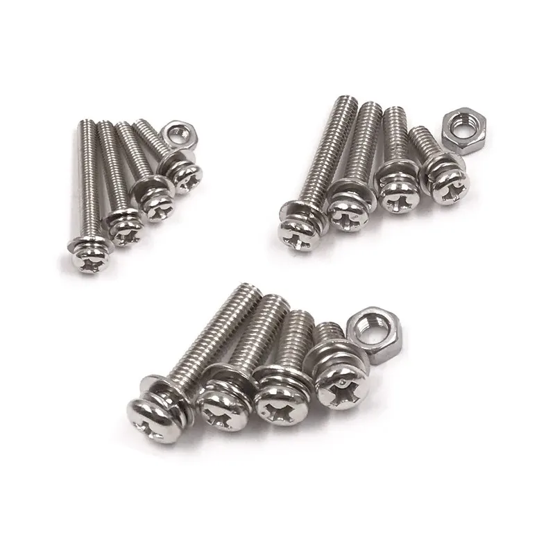 360-Pack 12 Sizes Phillips Pan Head Machine Screws Bolts Nuts Lock Flat Washer Assortment Kit, Carbon Steel, M3 M4 M5