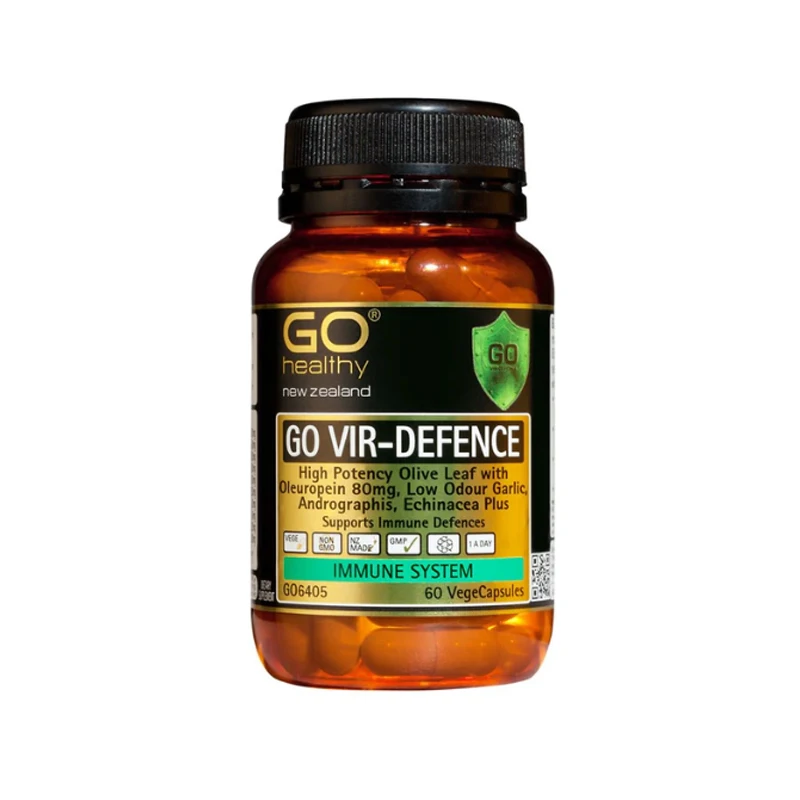 

NewZealand Go Healthy VIR-DEFENCE 60Caps Olive Leaf Extract Support Recovery from winter ills & chills Cold Flu Immune Health