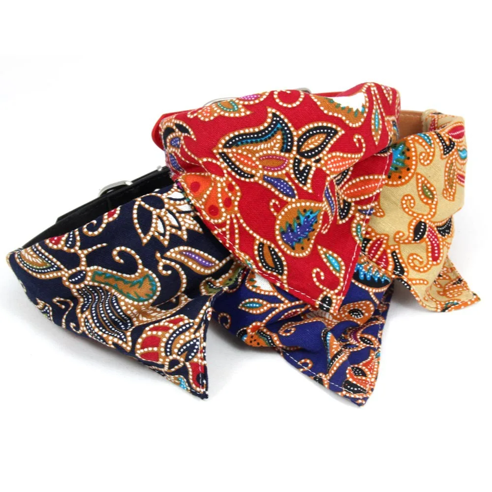 Pet Bohemian Style Dog Collar Leather Triangular Binder Adjustable Dogs Cats Collars Control Handle Training Pet Puppy Collar