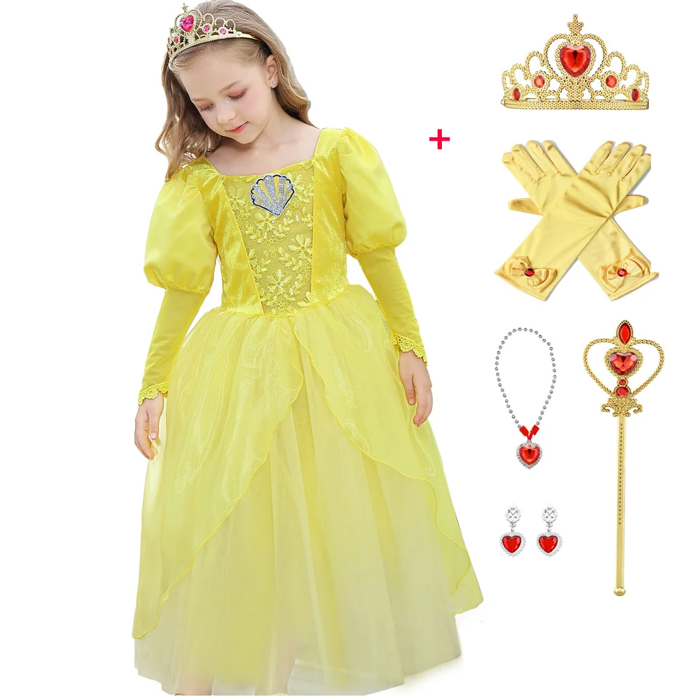 Маленькая Русалочка Ариэль; платье принцессы для девочек; детское нарядное платье; платье для ролевых игр; костюм для девочек на День рождения; свадьбу; платье с цветочным узором для девочек