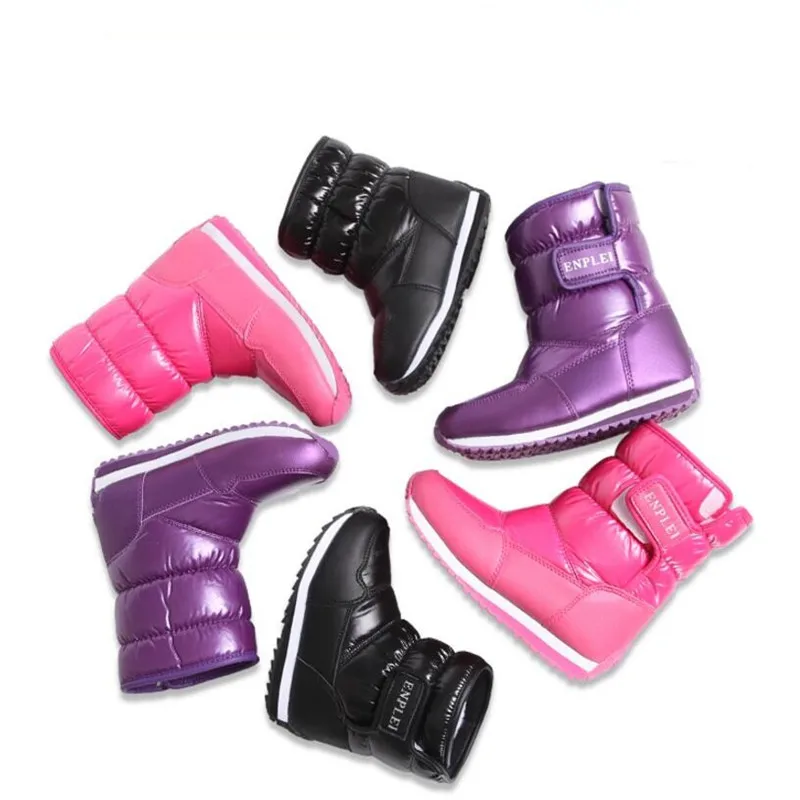 

MHYONS 2019 Winter Children Plush Boots For Girls Flat With Rubber Snow Boots Boys Waterproof Non-slip Children Boots