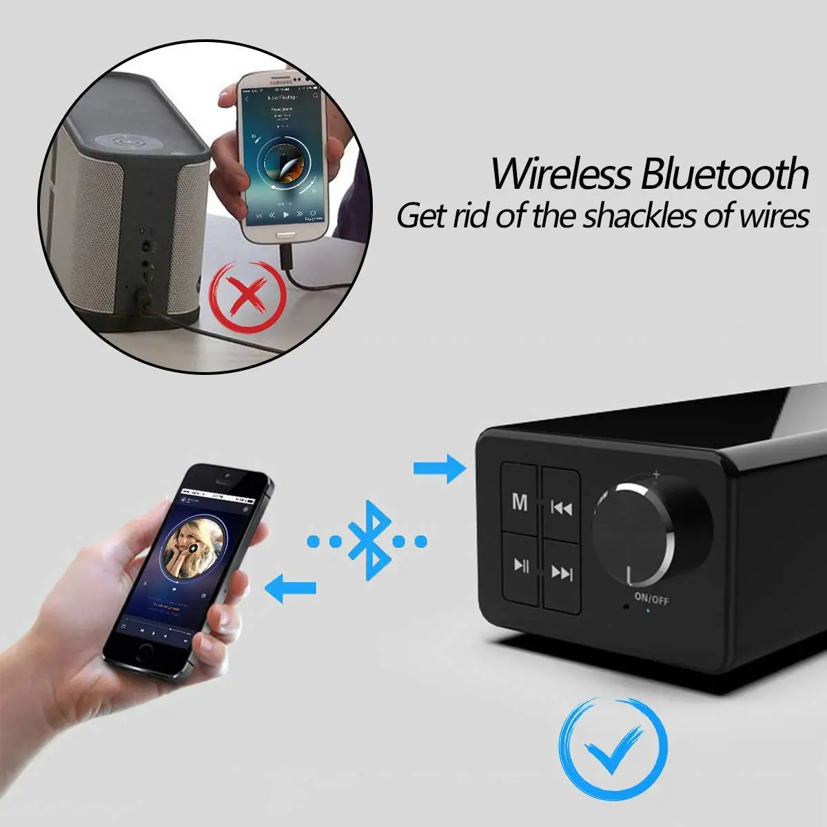Саундбар для ТВ 20 Вт проводной беспроводной Bluetooth 5,0 звуковая панель колонки FM радио 3D окружающий звук для ПК телефона настольного ноутбука