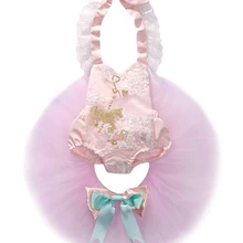 Newborn baby girl clothes suit lace ruffled cute romper+ tulle tutu 2Pcs infant girl birthday clothes