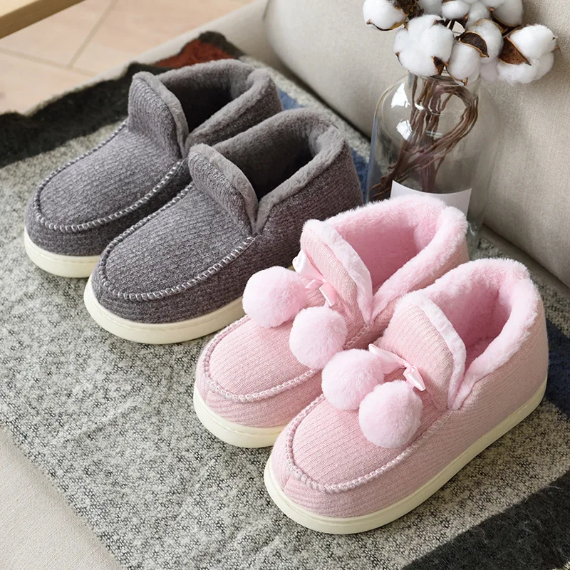

Autumn & Winter New Style Cotton Slippers Women's Couples Room Fleece-Lined Anti-slip Warm Thick Bottomed Home Household Men Cot