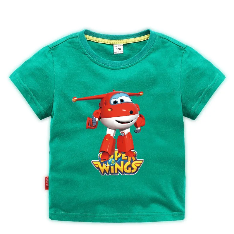 Летняя хлопковая футболка для мальчиков и девочек, детские футболки с принтом «Супер Крылья», детская одежда, Милая футболка