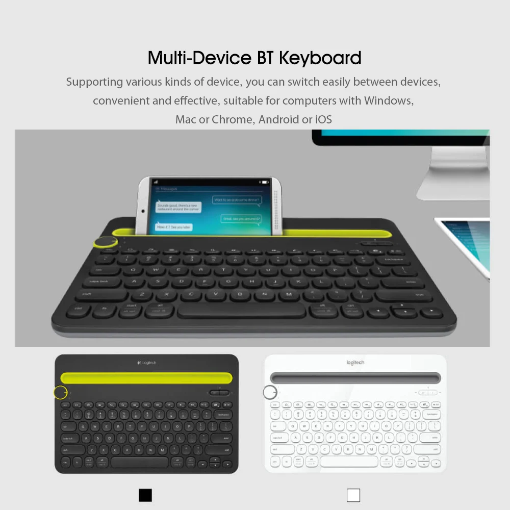 Xiaomi logitech K480 портативная Bluetooth клавиатура с держателем для телефона слот для Windows Mac OS iOS Android смартфон/планшет