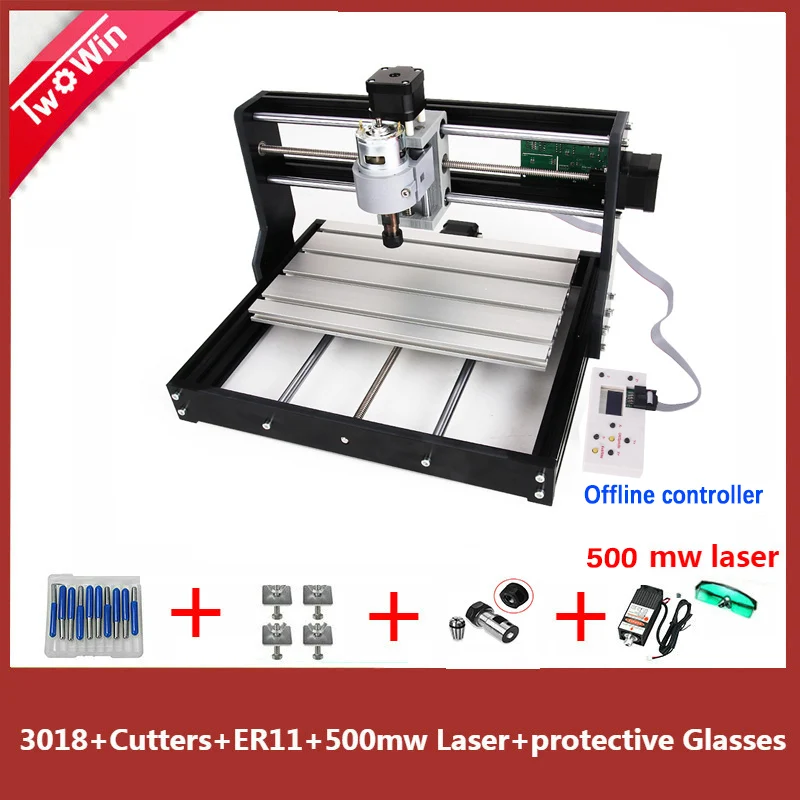 500w laser CNC 3018 PRO DIY мини-станок с ЧПУ с автономным управлением ler GRBL управлением, 3 оси Pcb фрезерный станок, деревянный маршрутизатор лазерная гравировка - Цвет: 500w laser