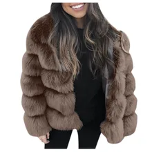 Осенне-зимнее пальто из искусственного меха, женское теплое пальто с длинным рукавом, модная плотная куртка, верхняя одежда, мягкое пальто, Женское пальто abrigo mujer
